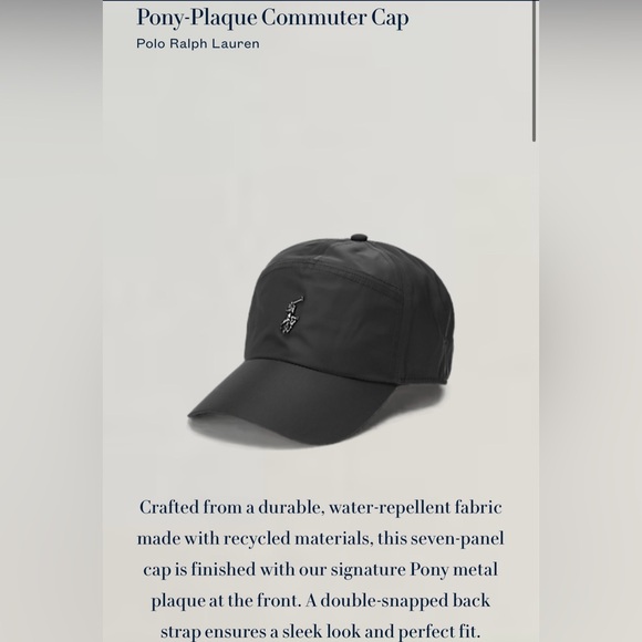Polo Ralph Lauren black pony plaque cap baseball hat adjustable gunmetal silver - Picture 11 of 12